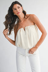 ADDALYN BUBBLE HEM SHIRRED TUBE TOP
