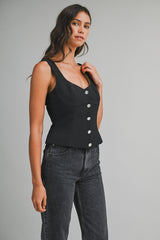 KORI JEWEL BUTTON BUSTIER CREPE TOP