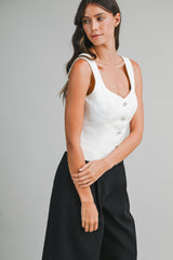 KORI JEWEL BUTTON BUSTIER CREPE TOP