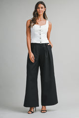 KORI JEWEL BUTTON BUSTIER CREPE TOP