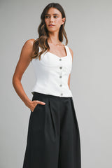 KORI JEWEL BUTTON BUSTIER CREPE TOP