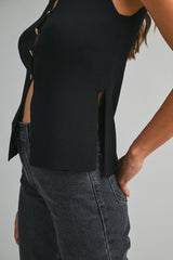 HAYLEY KNITTED VEST WITH SLITS