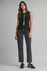 HAYLEY KNITTED VEST WITH SLITS