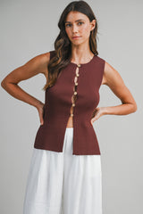 HAYLEY KNITTED VEST WITH SLITS