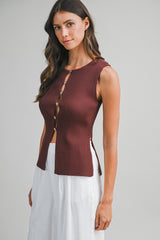 HAYLEY KNITTED VEST WITH SLITS