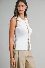 HAYLEY KNITTED VEST WITH SLITS