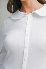 AVALYNN POINTELLE FITTED KNITTED TOP