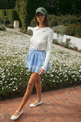 AVALYNN POINTELLE FITTED KNITTED TOP