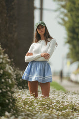 AVALYNN POINTELLE FITTED KNITTED TOP