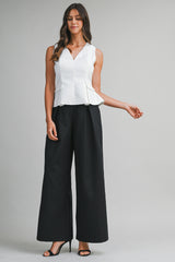 NATASHA V NECK PEPLUM SLEEVELESS TOP