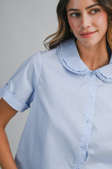 ALEXA POPLIN PETER PAN COLLAR TOP