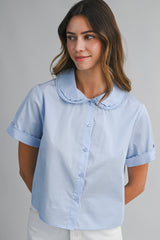 ALEXA POPLIN PETER PAN COLLAR TOP