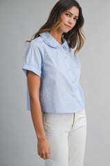 ALEXA POPLIN PETER PAN COLLAR TOP