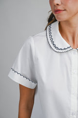 AMIYAH POPLIN EMBROIDERY COLLAR SHIRT