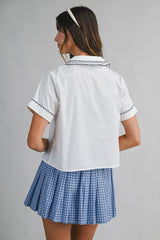 AMIYAH POPLIN EMBROIDERY COLLAR SHIRT