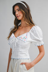 HAILEY EMBROIDERY SHORT SLEEVE TOP