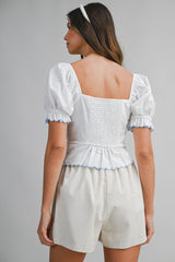 HAILEY EMBROIDERY SHORT SLEEVE TOP