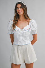 HAILEY EMBROIDERY SHORT SLEEVE TOP