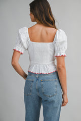 SOL EMBROIDERY SHORT SLEEVE TOP