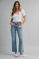 SOL EMBROIDERY SHORT SLEEVE TOP