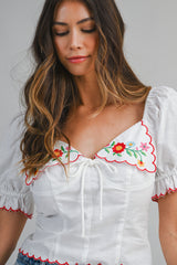 SOL EMBROIDERY SHORT SLEEVE TOP