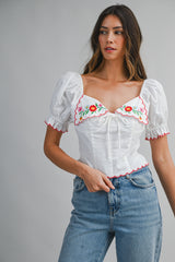 SOL EMBROIDERY SHORT SLEEVE TOP