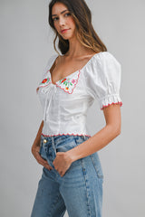SOL EMBROIDERY SHORT SLEEVE TOP
