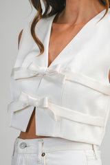 JENESIS BOW DETAILED CROP TOP