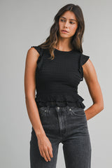 BRIANA FRILL KNIT TOP