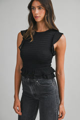 BRIANA FRILL KNIT TOP