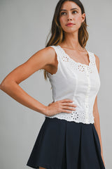 AMABEL EYELET SLEEVELESS TOP