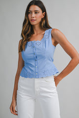 AMABEL EYELET SLEEVELESS TOP