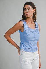 AMABEL EYELET SLEEVELESS TOP