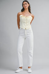 MAIA LINEN COLLARED STRAP TOP