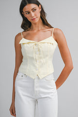 MAIA LINEN COLLARED STRAP TOP