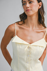 MAIA LINEN COLLARED STRAP TOP