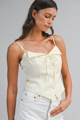 MAIA LINEN COLLARED STRAP TOP