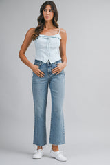 MAIA LINEN COLLARED STRAP TOP