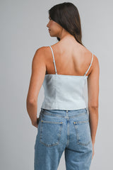 MAIA LINEN COLLARED STRAP TOP