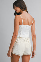 MAIA LINEN COLLARED STRAP TOP