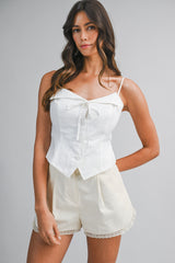 MAIA LINEN COLLARED STRAP TOP