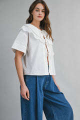 PAISLEE EYELET TIE FRONT SHIRT