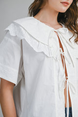 PAISLEE EYELET TIE FRONT SHIRT