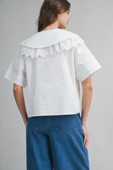 PAISLEE EYELET TIE FRONT SHIRT