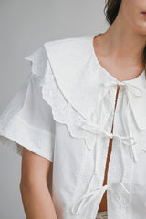 PAISLEE EYELET TIE FRONT SHIRT