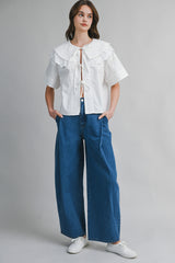 PAISLEE EYELET TIE FRONT SHIRT