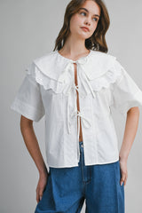 PAISLEE EYELET TIE FRONT SHIRT
