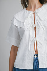 PAISLEE EYELET TIE FRONT SHIRT