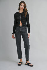 FRANCESCA FRILL DETAILED LONG SLEEVES TOP
