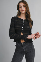 FRANCESCA FRILL DETAILED LONG SLEEVES TOP